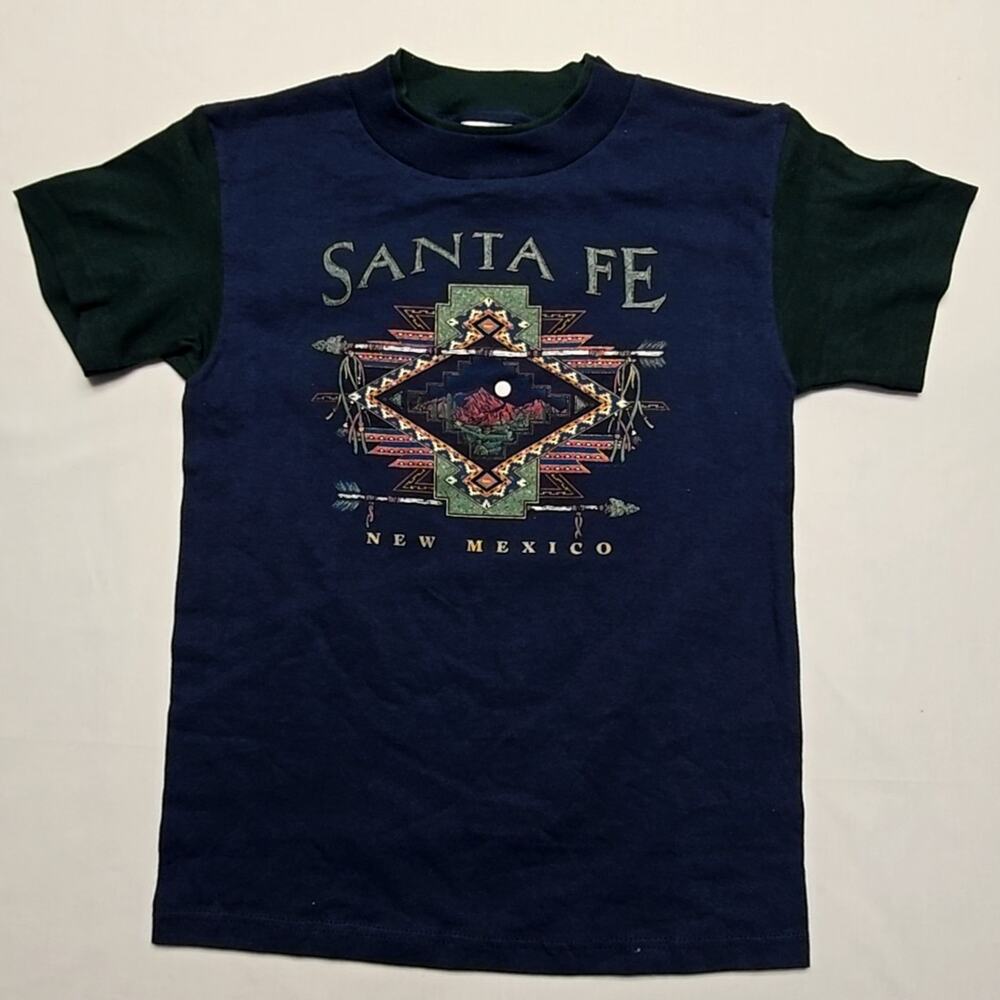 Vintage Santa Fe New Mexico Shirt Kids Medium Graphic Youth Tee 90s VTG